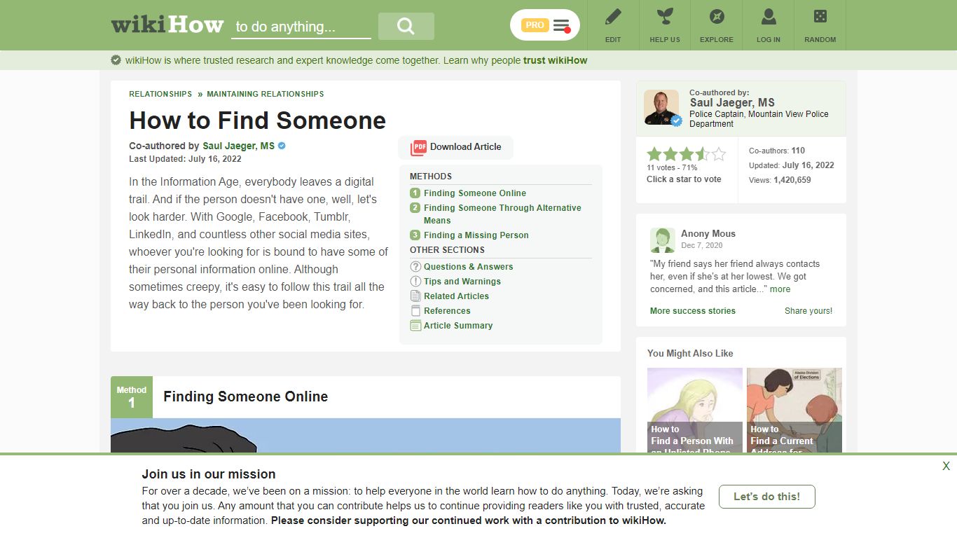 3 Ways to Find Someone - wikiHow
